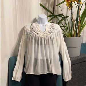 *10% off /2+* Women Lace See Through L/S Top